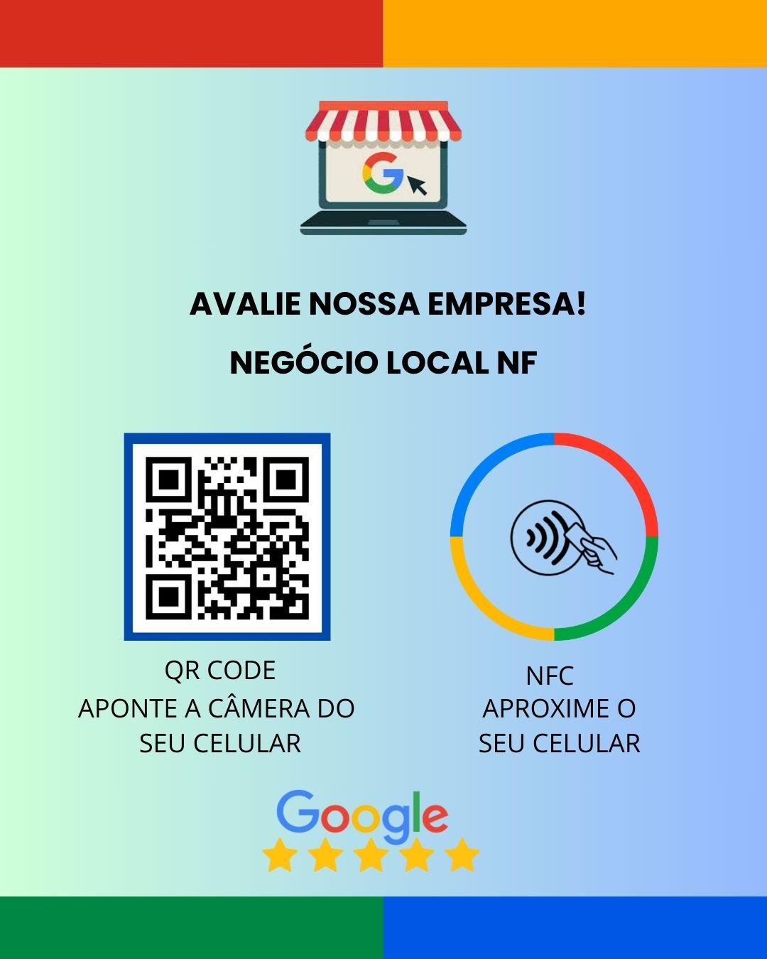 Plaquinha de Avaliação Google com QR Code e NFC